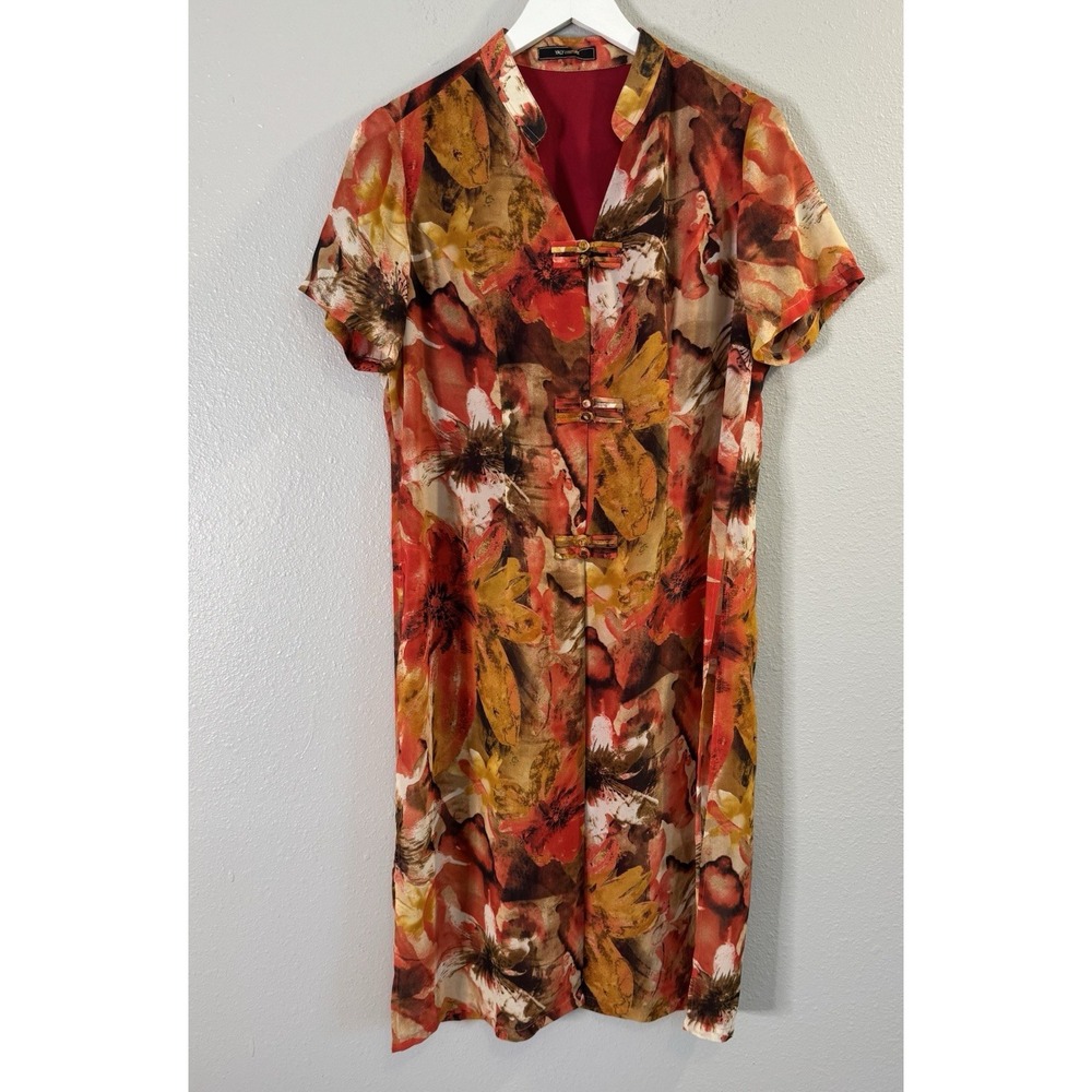 Yaly‎ Couture 100% Silk Kimono Duster Jacket Frog Closure Open Sides  Art Wear